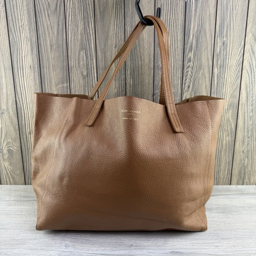Kurt Geiger London Made in Italy 100% Leather Brown Large Tote Bag Shopper